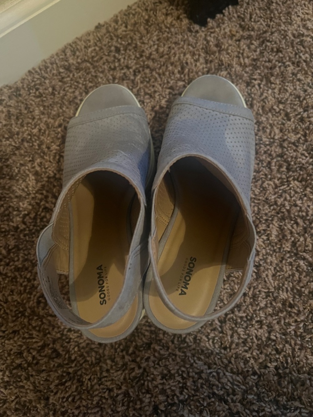 Perforated Open-Toe Wedge Sneakers in Light Gray - Picture 2 of 6